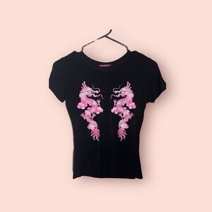 twin pink dragon Y2K shirt